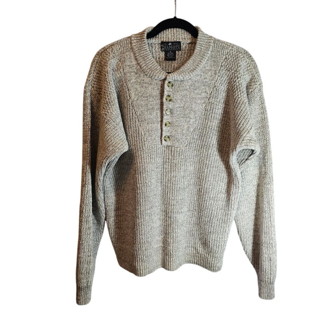 THE ORIGINAL GRAPHITE JEANSWEAR SIZE MEDIUM RAMIE COTTON SWEATER HEATHER GRAY